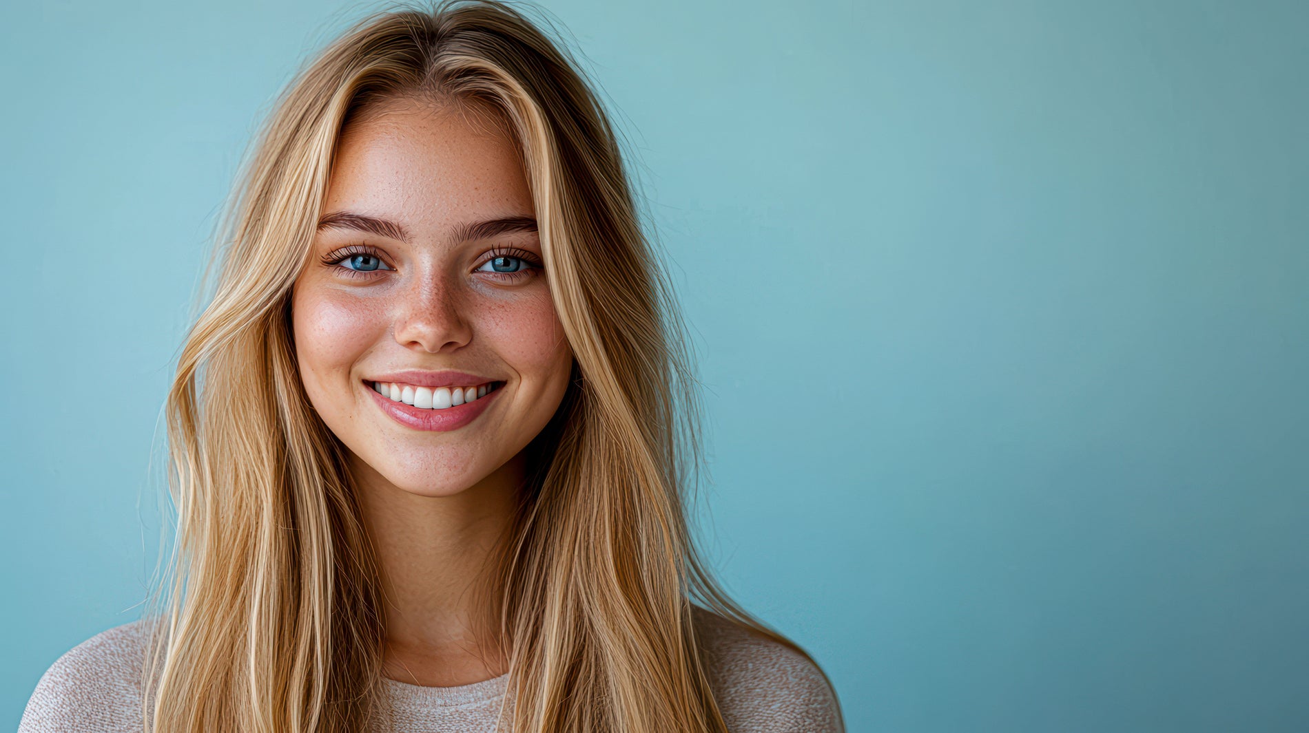 kobieta z włosami w kolorze  Copenhagen Lemonade blonde