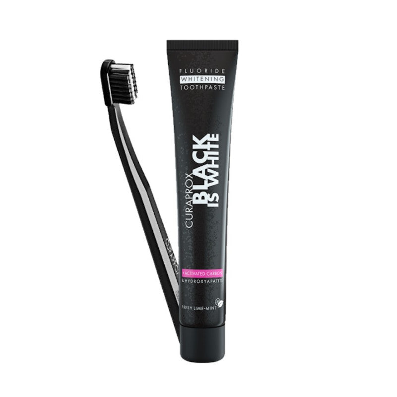 CURAPROX BLACK IS WHITE Whitening toothpaste 90ml + toothbrush
