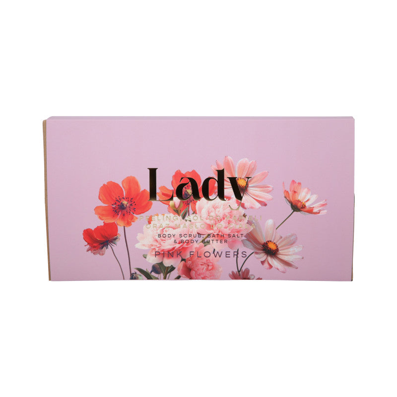 HISKIN LADY PEONY Set for women Bath salt + Body scrub + Body butter Pink Blooms 3x200ml