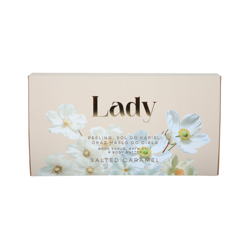 HISKIN LADY Set for women Bath salt + Body scrub + Salted body butter Caramel 3x200ml