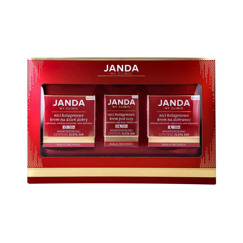 JANDA MY CLINIC Set, good morning cream 50ml + good night cream 50ml + eye cream 15ml for women over 50 years of age