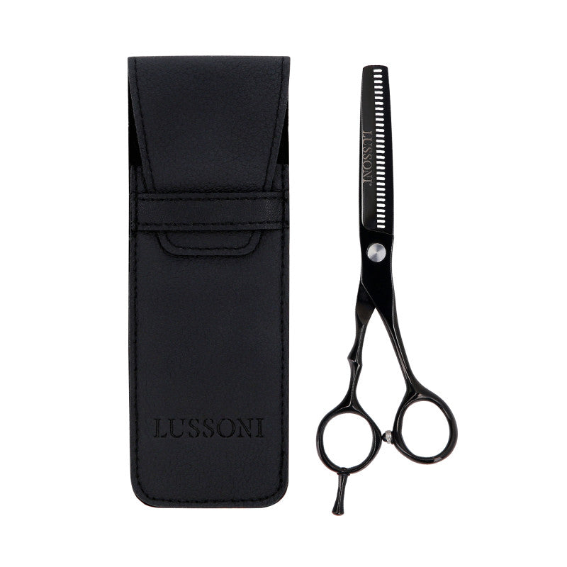 LUSSONI ECLIPSE SERIES Professional hairdressing thinning scissors (black) 6″ + case