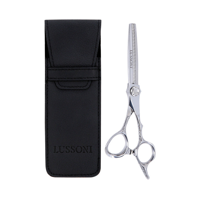 LUSSONI STELLAR SERIES Professional hairdressing thinning scissors (silver) 6″ + case