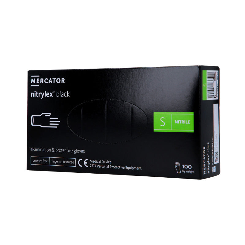 MERCATOR MEDICAL NITRYLEX Nitrile gloves, disposable, black, 100 pcs. size S