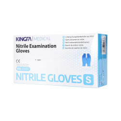 KINGFA MEDICAL Jednorazowe rękawiczki z nitrylu, kolor niebieski, rozmiar S, 100szt. - 1