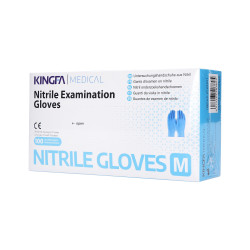 KINGFA MEDICAL Jednorazowe rękawiczki z nitrylu, kolor niebieski, rozmiar M, 100szt. - 1