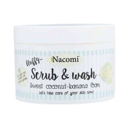 NACOMI Scrub&Wash Pianka peelingująco-myjąca – kokos i banan 180ml - 1 NACOMI Scrub&Wash Pianka peelingująco-myjąca – kokos i banan 180ml - 1