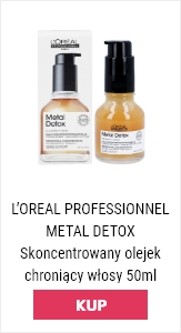 L'Oreal Professionnel Metal Detox skoncentrowany olejek chroniący do włosów w złotym kolorze w szklanej butelce z czarną pompką