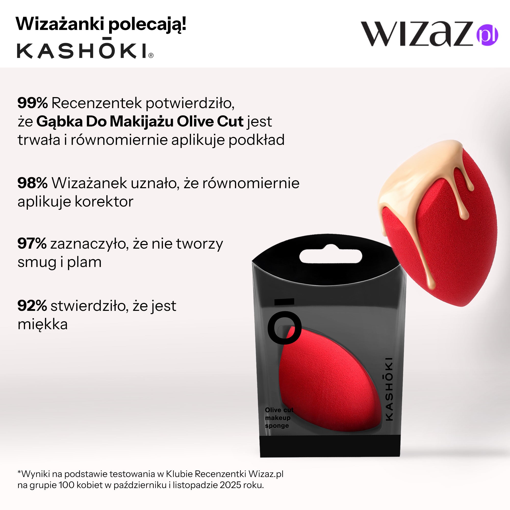 KASHŌKI Gąbka do makijażu, Olive cut, Czerwona #5