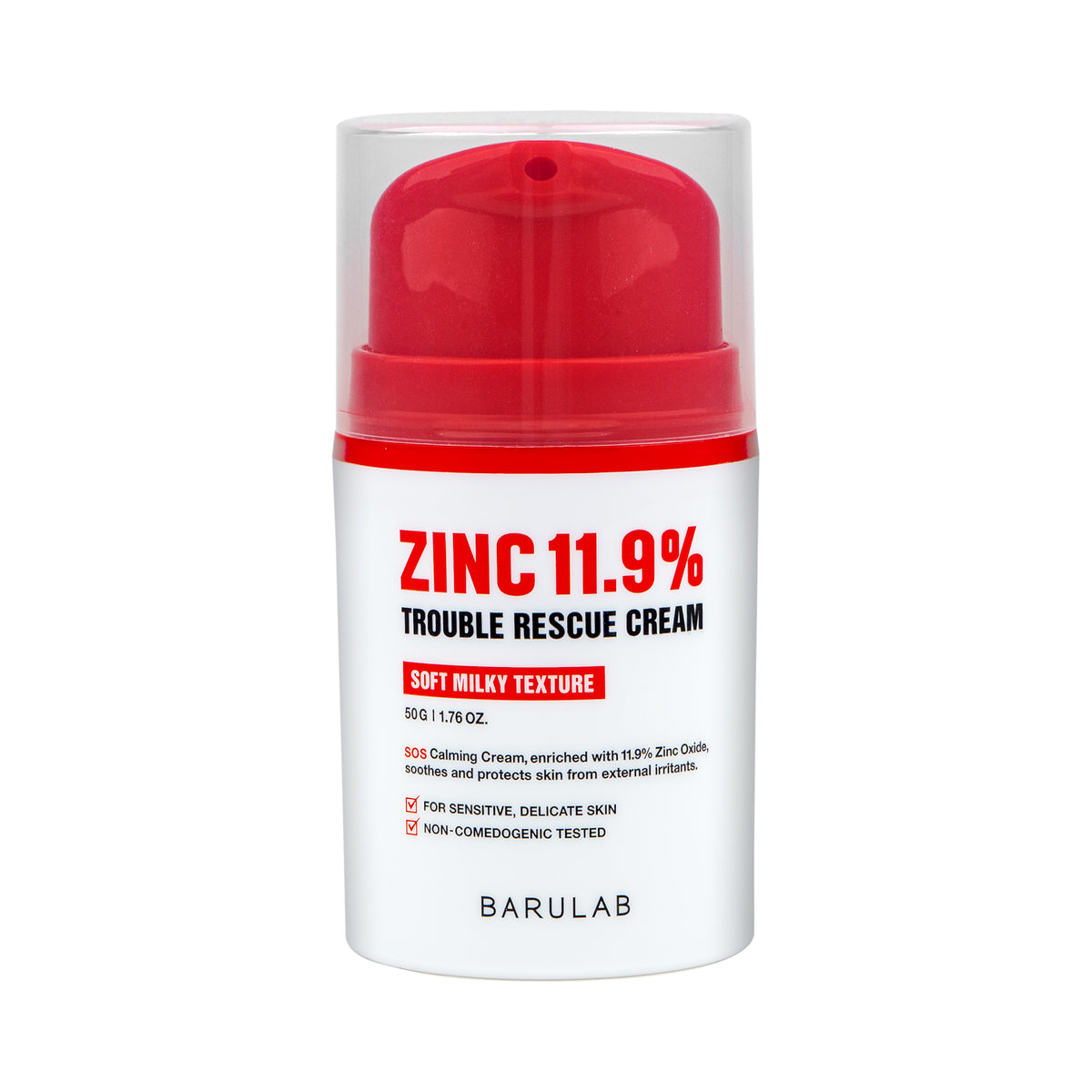 Barulab BARULAB ZINC 11.9% TROUBLE RESCUE CREAM Łagodzący krem ratunkowy z cynkiem 11,9% 50 g — Składniki i ocena