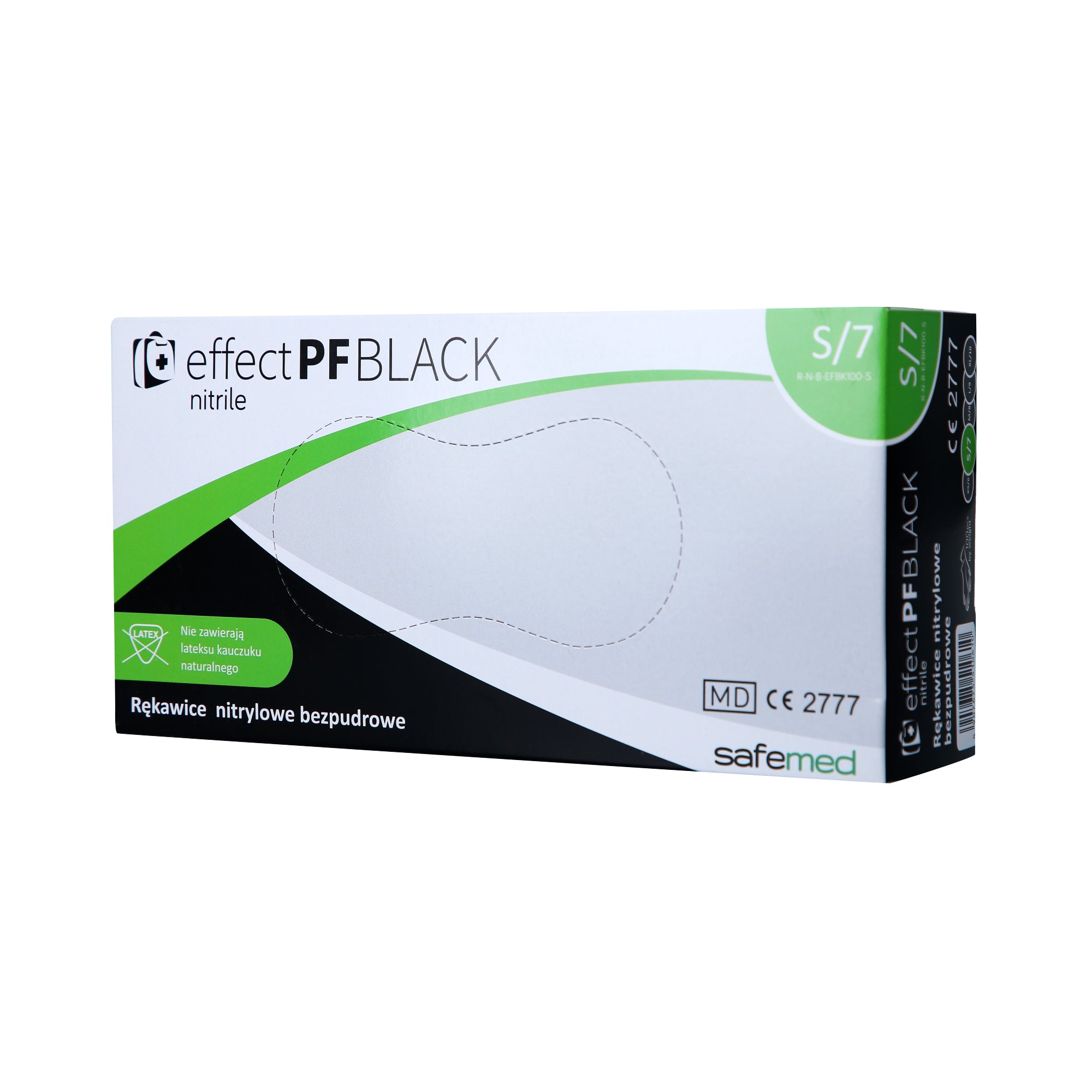 SAFEMED EFFECT PF Rękawice jednorazowe nitrylowe bezpudrowe Black S 100 szt.