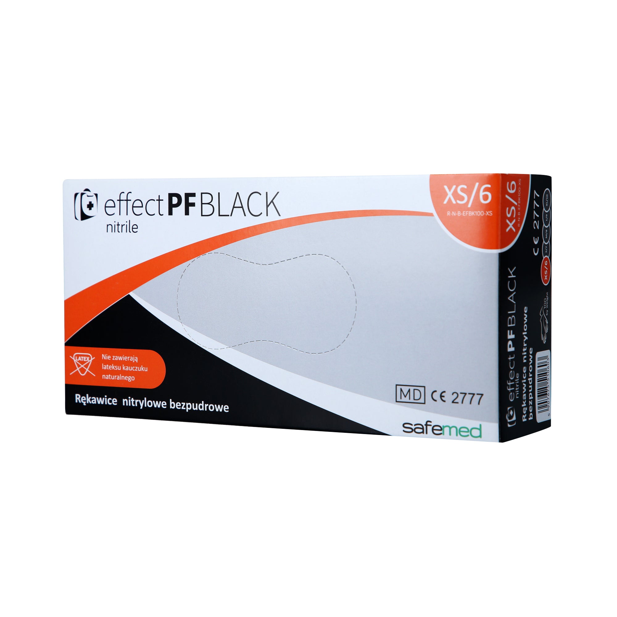 SAFEMED EFFECT PF Rękawice jednorazowe nitrylowe bezpudrowe Black XS 100 szt.