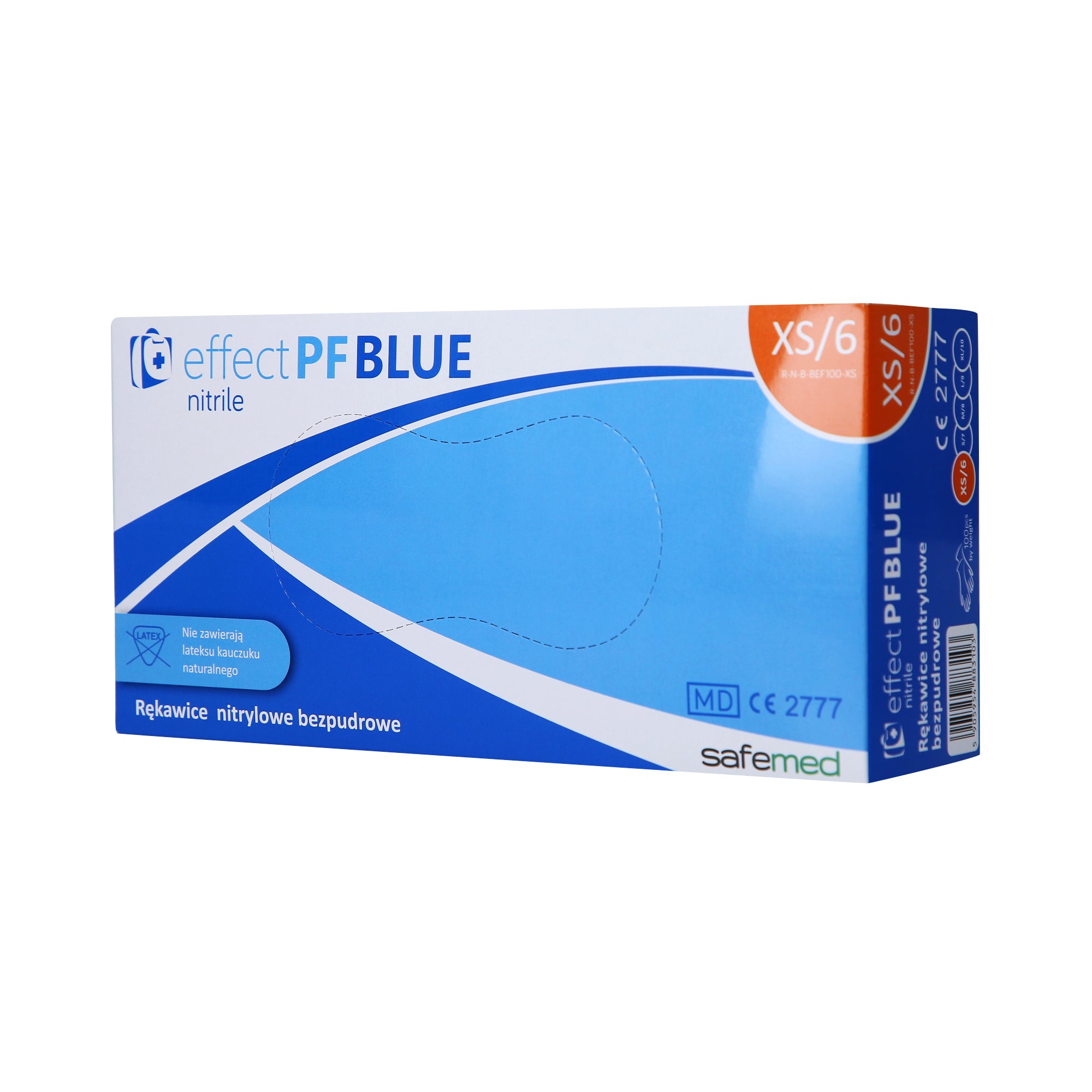 SAFEMED EFFECT PF Rękawice jednorazowe nitrylowe bezpudrowe Blue XS 100 szt.