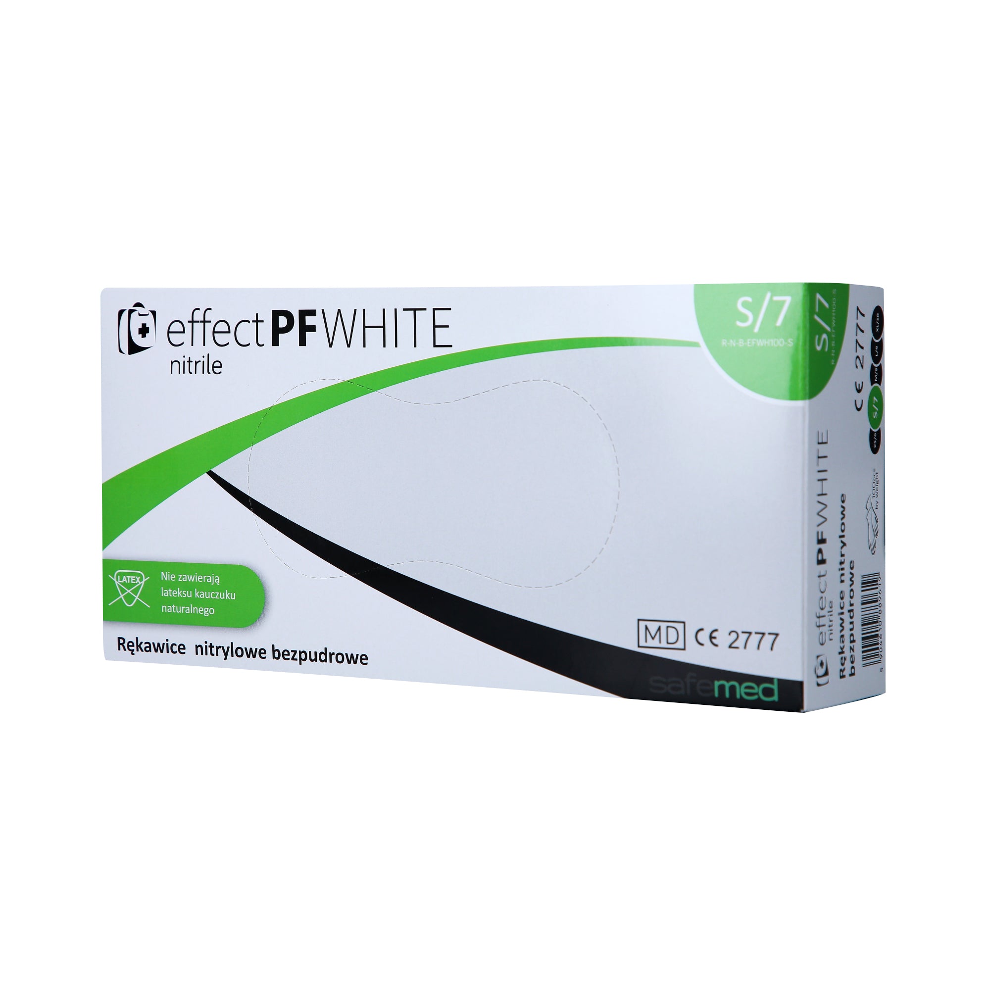 SAFEMED EFFECT PF Rękawice jednorazowe nitrylowe bezpudrowe White S 100 szt.