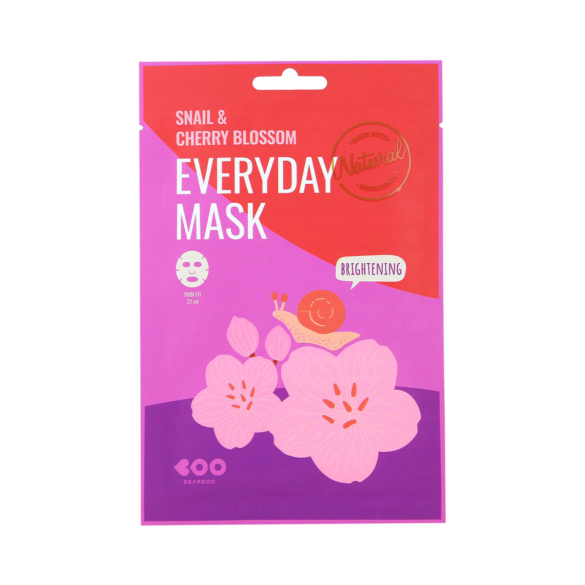 Dearboo DEARBOO EVERYDAY SNAIL&CHERRY BLOSSOM Rozjaśniająca maska w płachcie 27 ml — Składniki i ocena