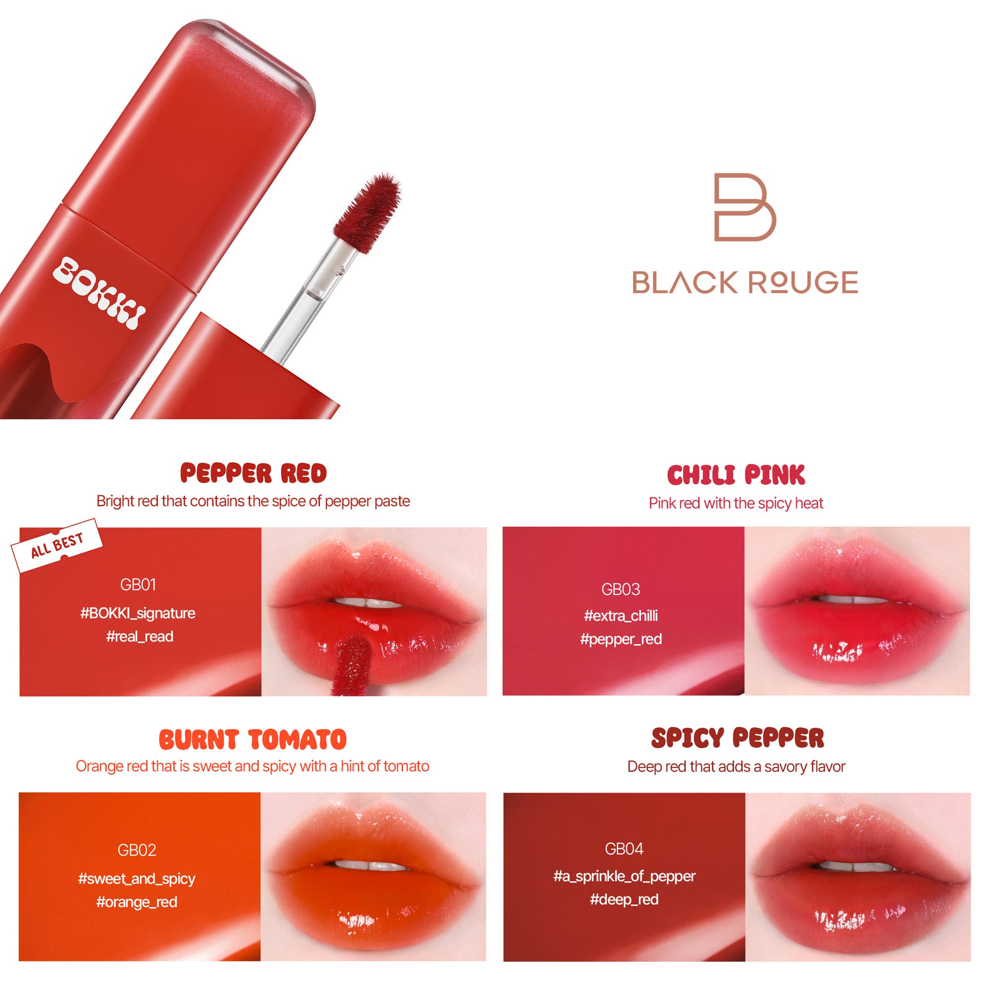 BLACK ROUGE GLOW BOKKI TINT Glänzender Lippen-Tint 4,85 g