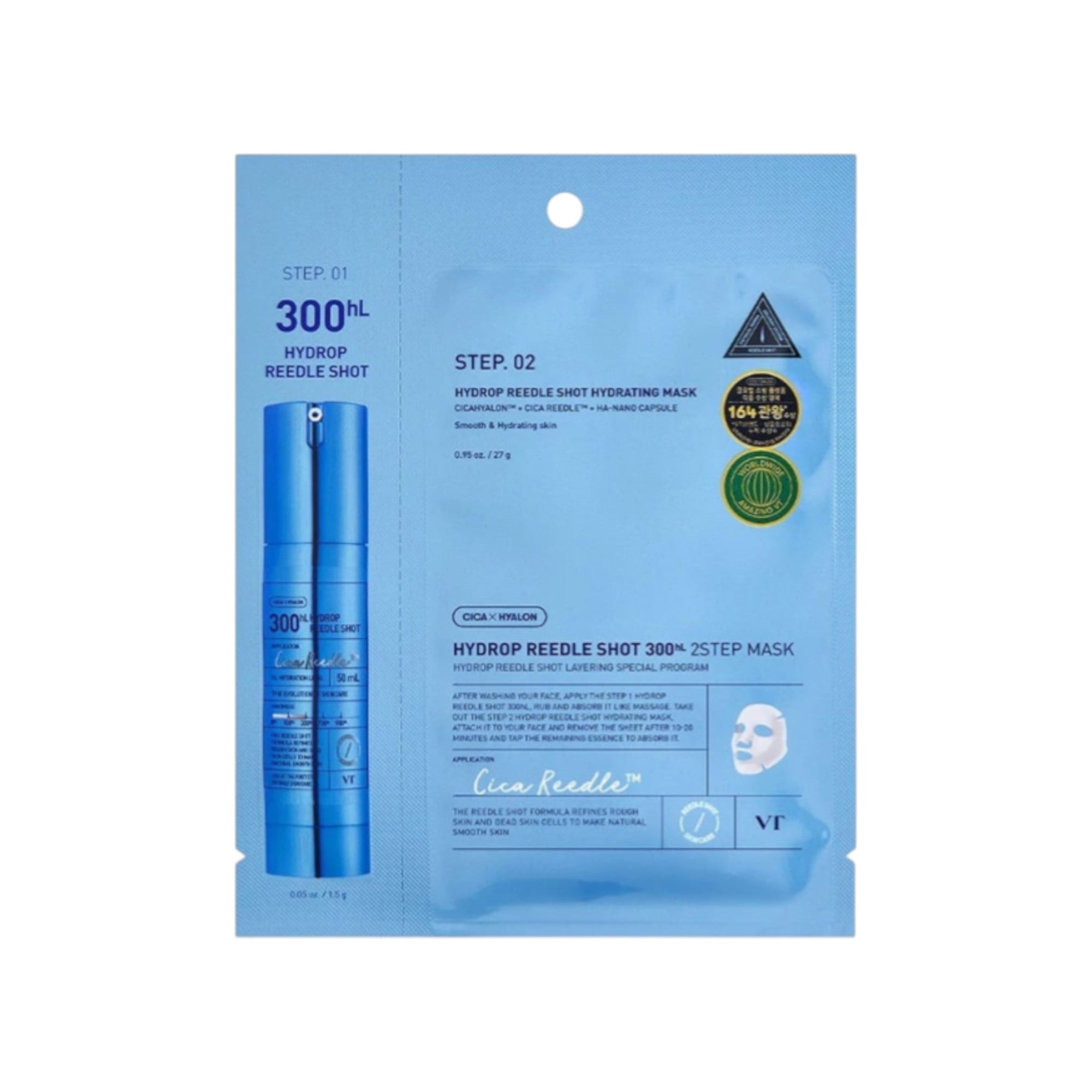 VT COSMETICS HYDROP REEDLE SHOT300 Zweistufige Hydrogel-Gesichtsmaske 38 g
