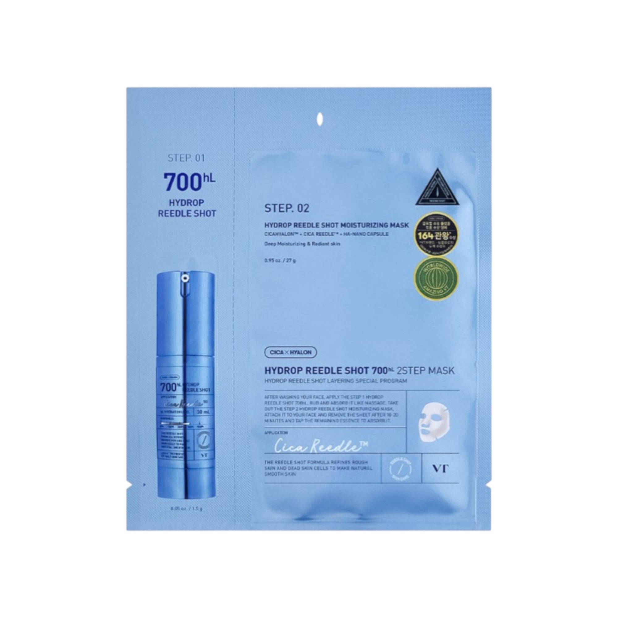 VT COSMETICS HYDROP REEDLE SHOT700 Dvoustupňová hydrogelová pleťová maska 38 g