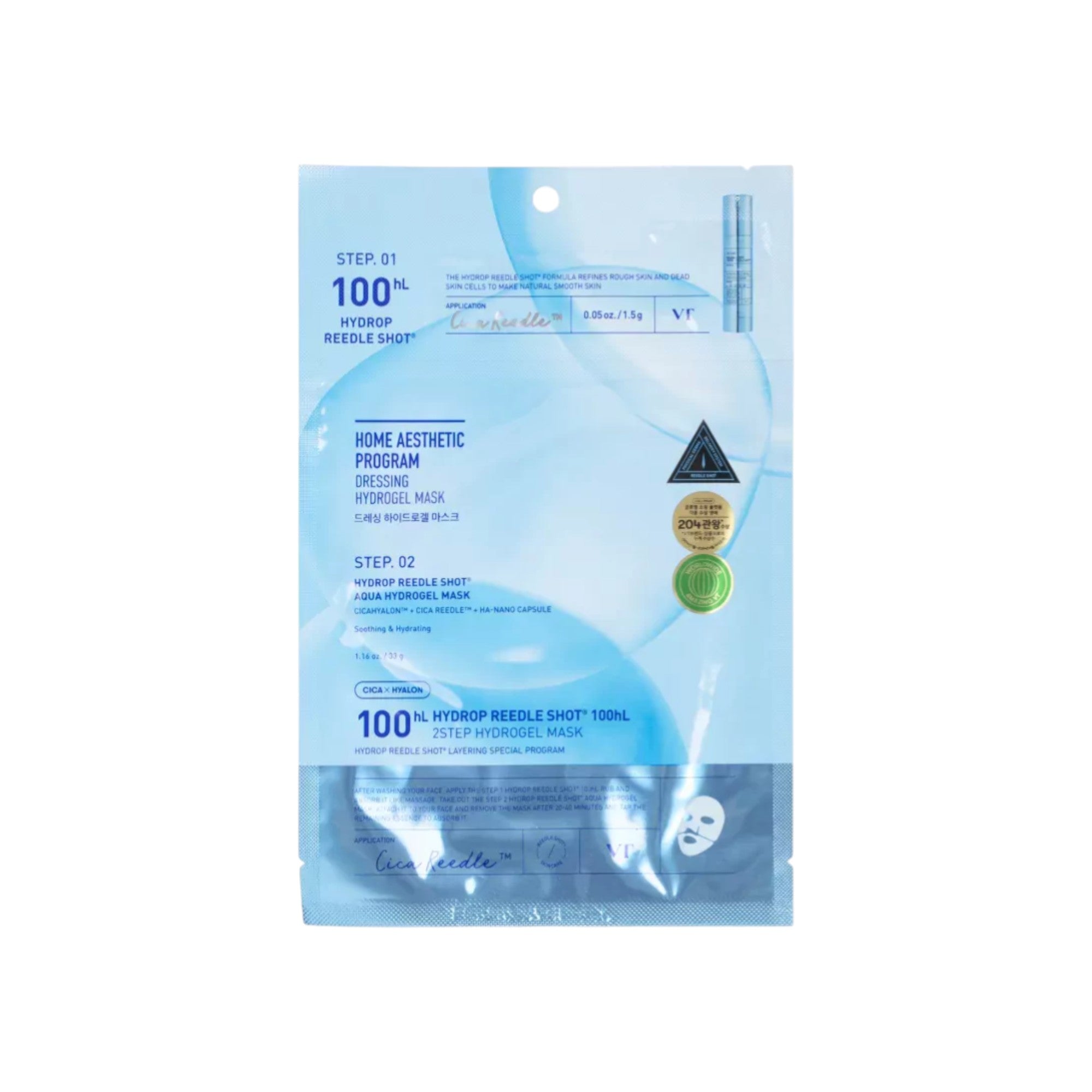 VT COSMETICS HYDROP REEDLE SHOT100 Dwuetapowa maska hydrożelowa do twarzy 33 g