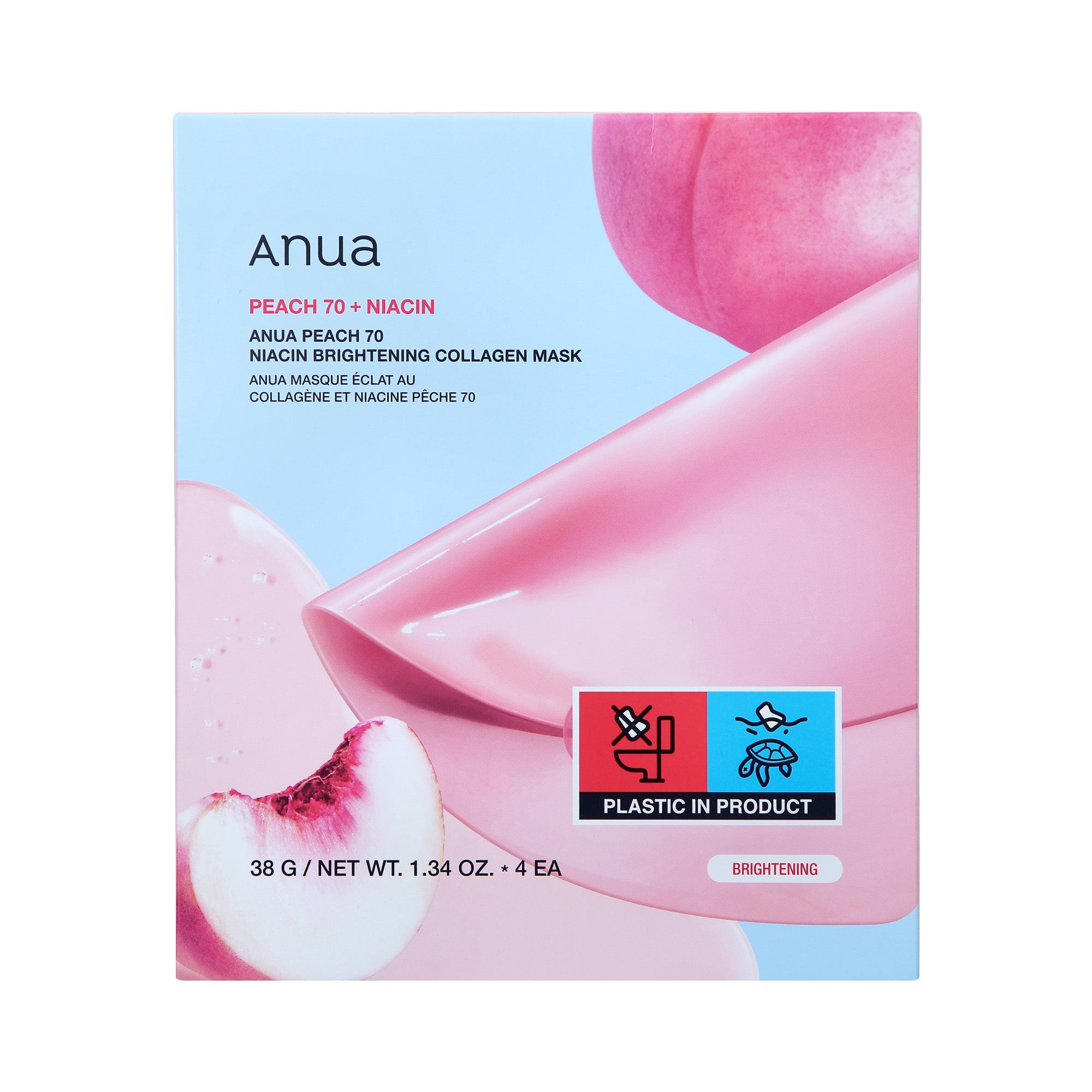 ANUA PEACH 70+ NIACIN BRIGHTENING COLLAGEN MASK Masques hydrogel éclaircissants au collagène et à la niacinamide 4 x 38 g #2