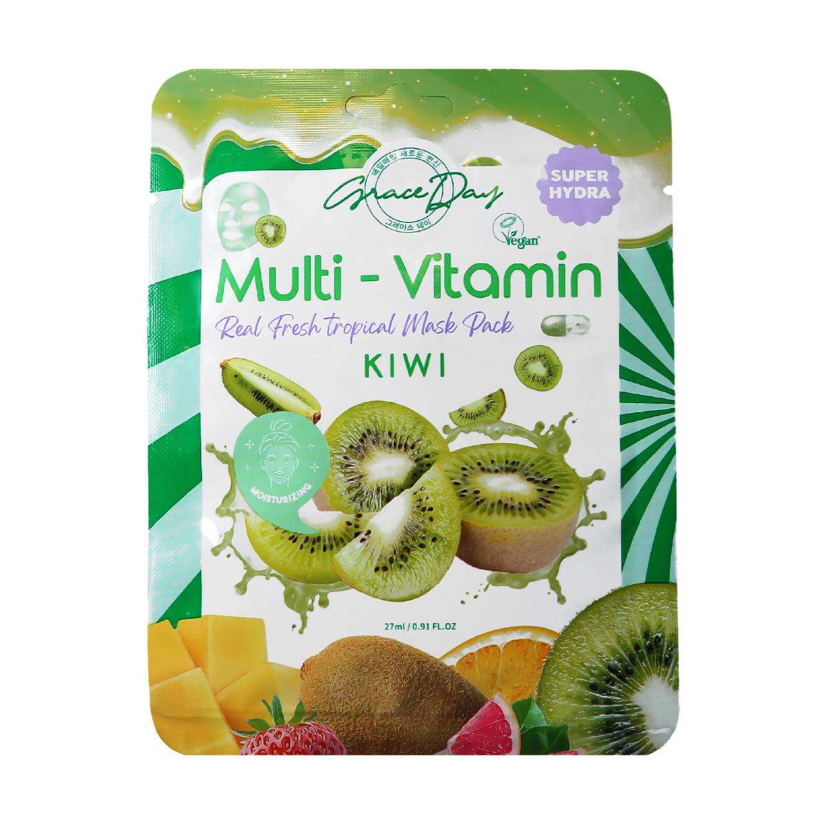 Grace Day GRACEDAY MULTI-VITAMIN Kiwi Mask Pack - Odświeżająca maska w płachcie z ekstraktem z kiwi 27 ml — Składniki i ocena