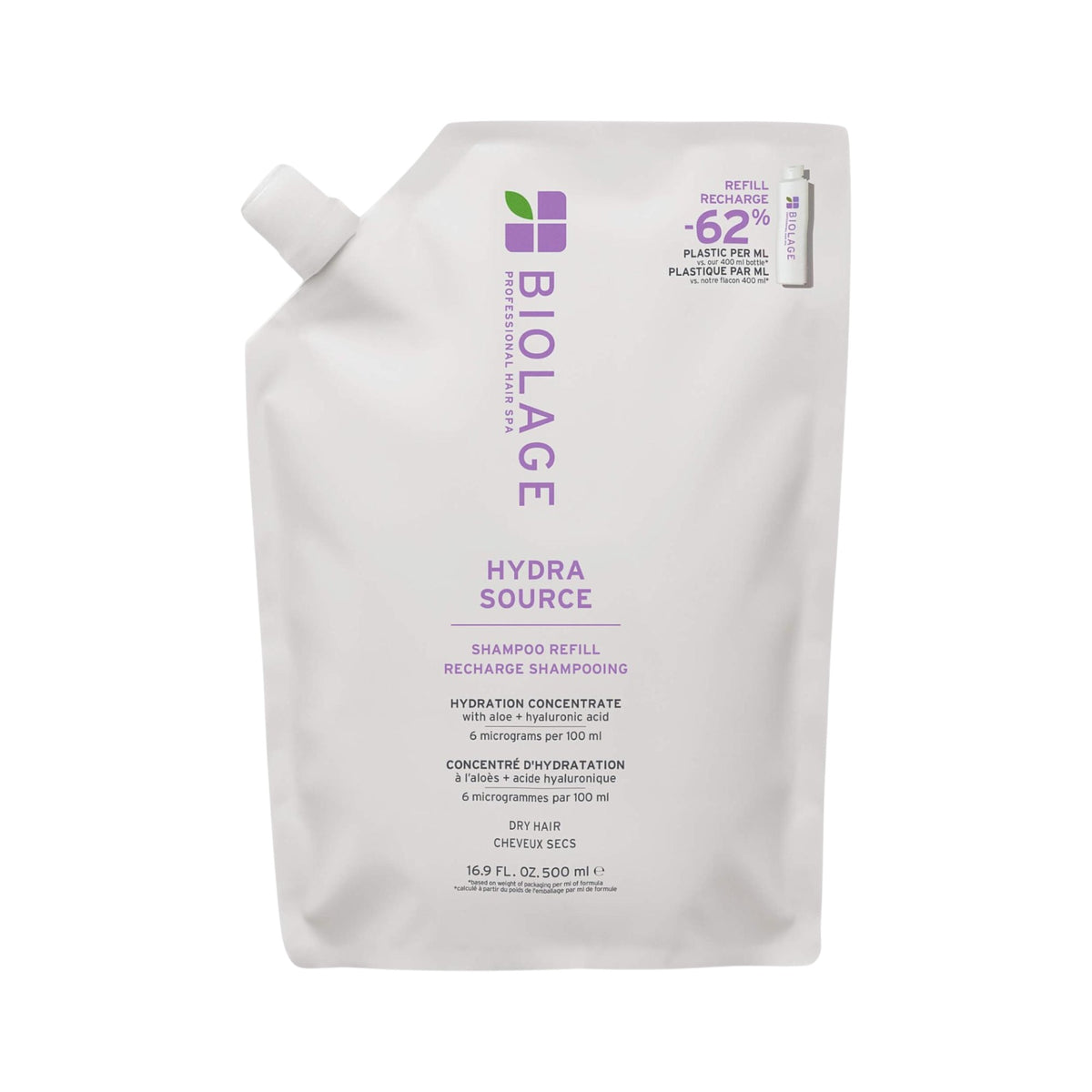 Biolage BIOLAGE PREFESSIOLAN HYDRA SOURCE Głęboko nawilżający szampon do włosów suchych i odwodnionych REFILL 500 ml — Składniki i ocena