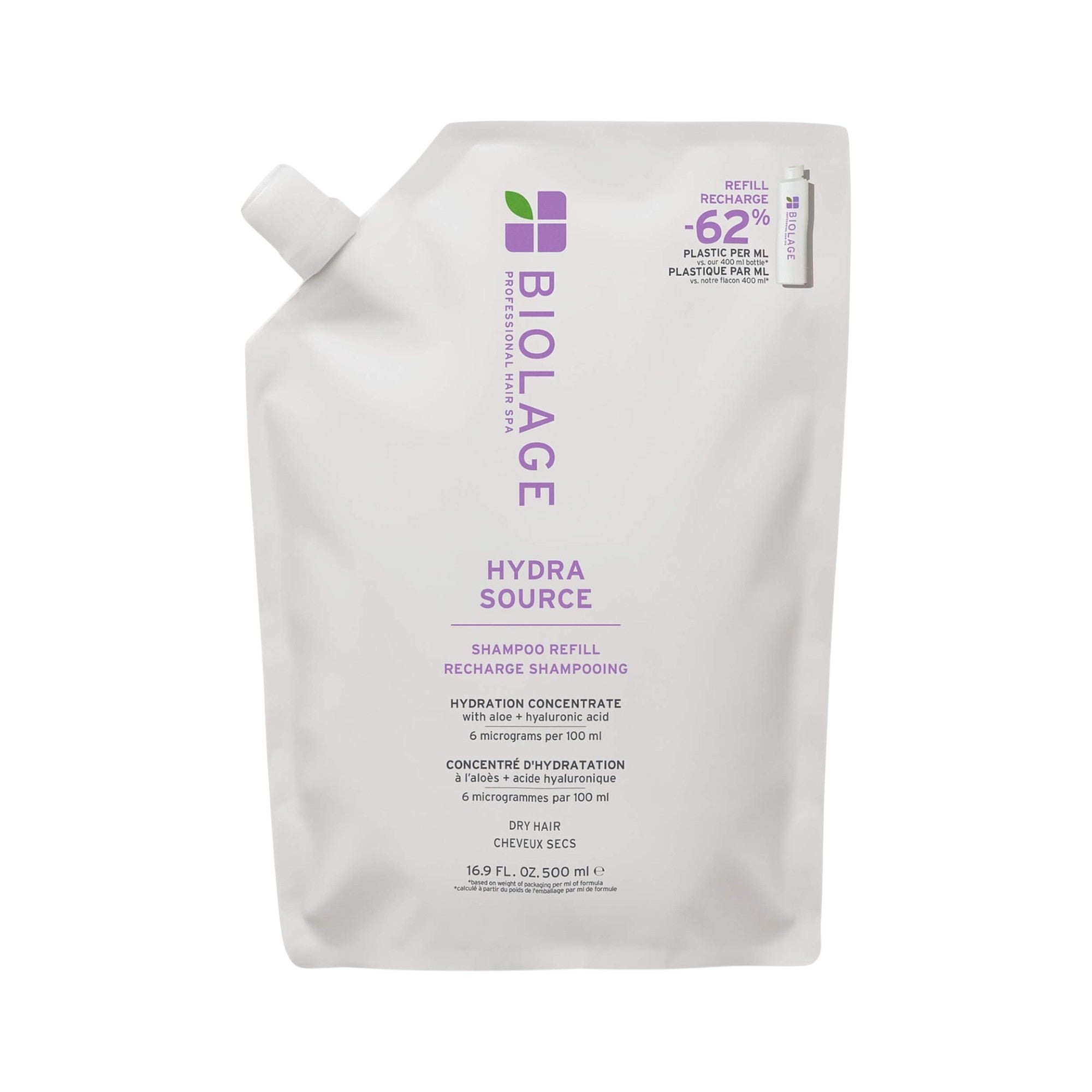 BIOLAGE PREFESSIOLAN HYDRA SOURCE Głęboko nawilżający szampon do włosów suchych i odwodnionych REFILL 500 ml