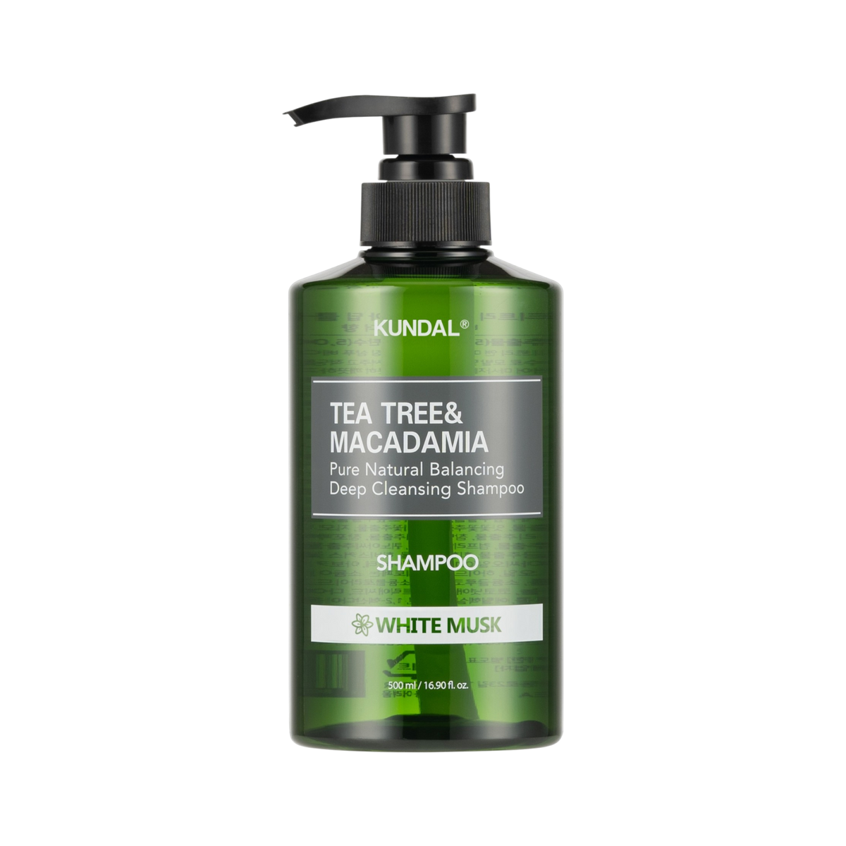 Kundal KUNDAL TEA TREE & MACADAMIA Głęboko oczyszczający szampon do skóry głowy i włosów, White Musk 500 ml