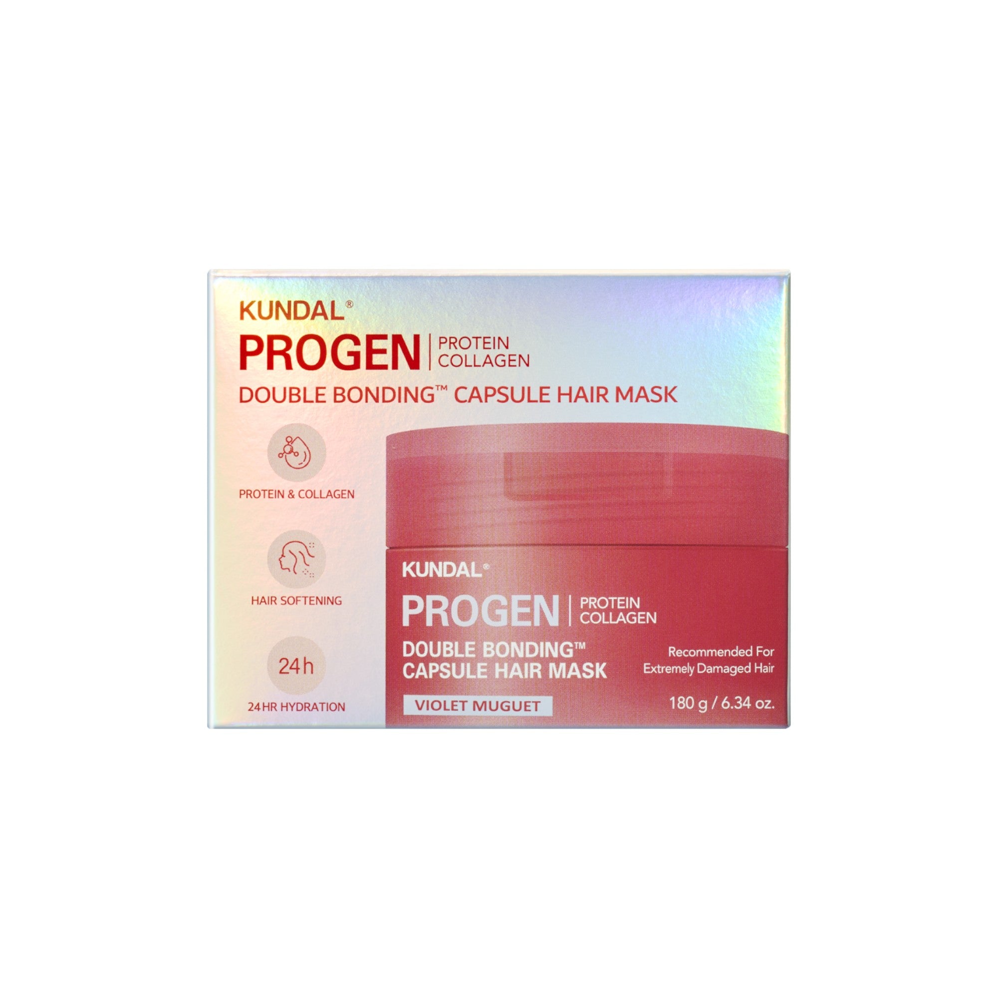 KUNDAL PROGEN DOUBLE BONDING CAPSULE Intensywnie regenerująca maska odbudowująca wiązania włosa Violet Muguet 180 g #2