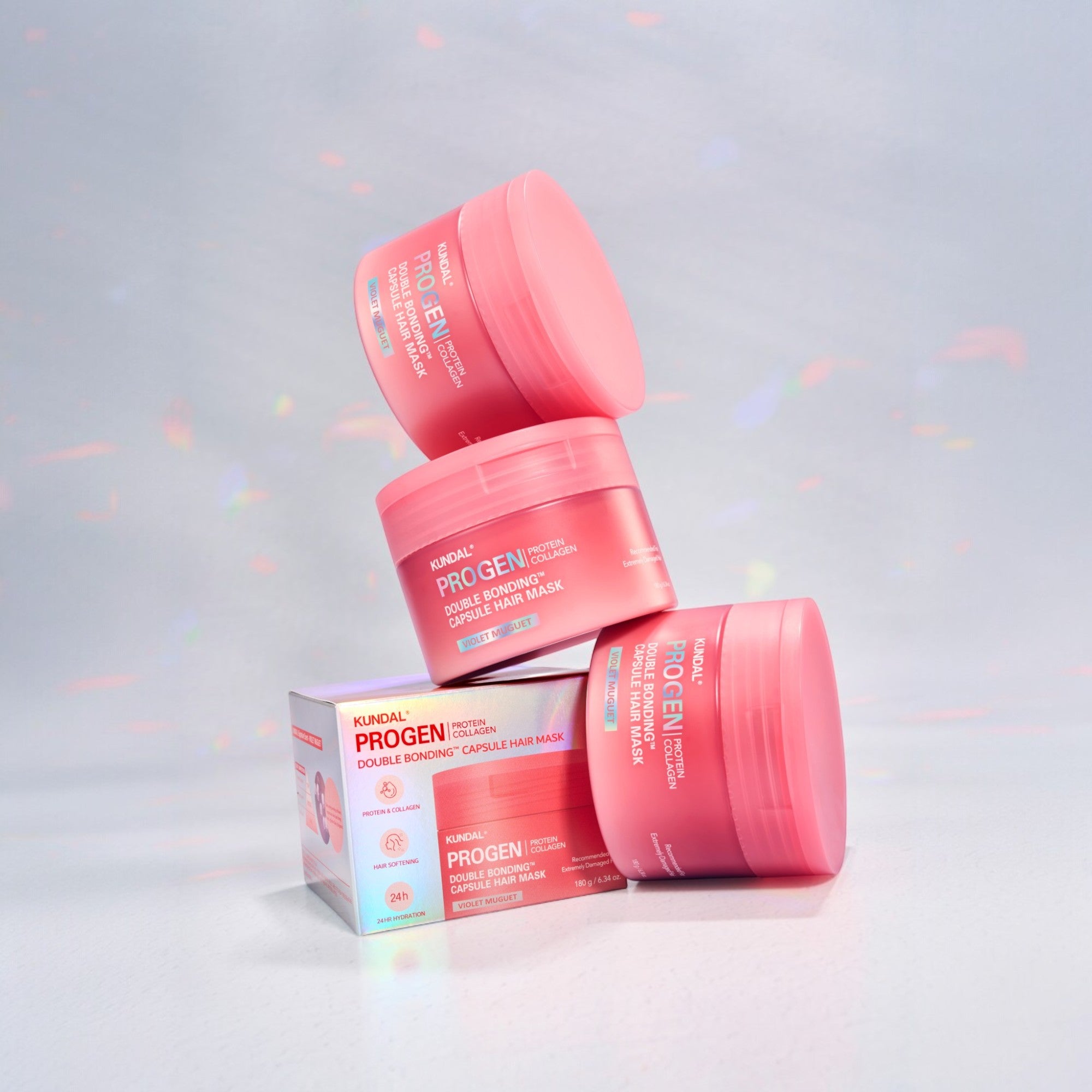 KUNDAL PROGEN DOUBLE BONDING CAPSULE Intensywnie regenerująca maska odbudowująca wiązania włosa Violet Muguet 180 g #3