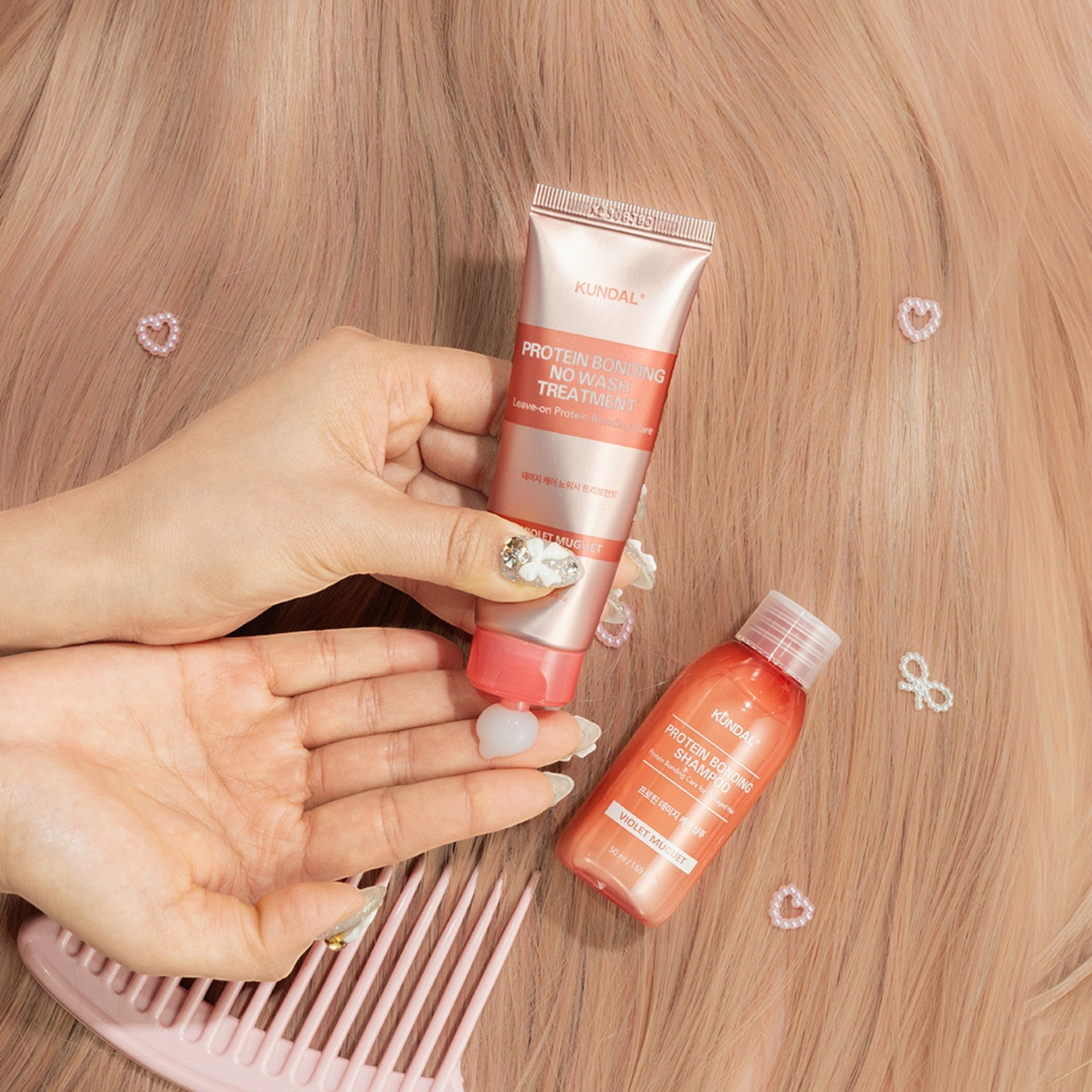 KUNDAL PROTEIN BONDING Głęboko regenerujący szampon do włosów Violet Muguet 50 ml #3