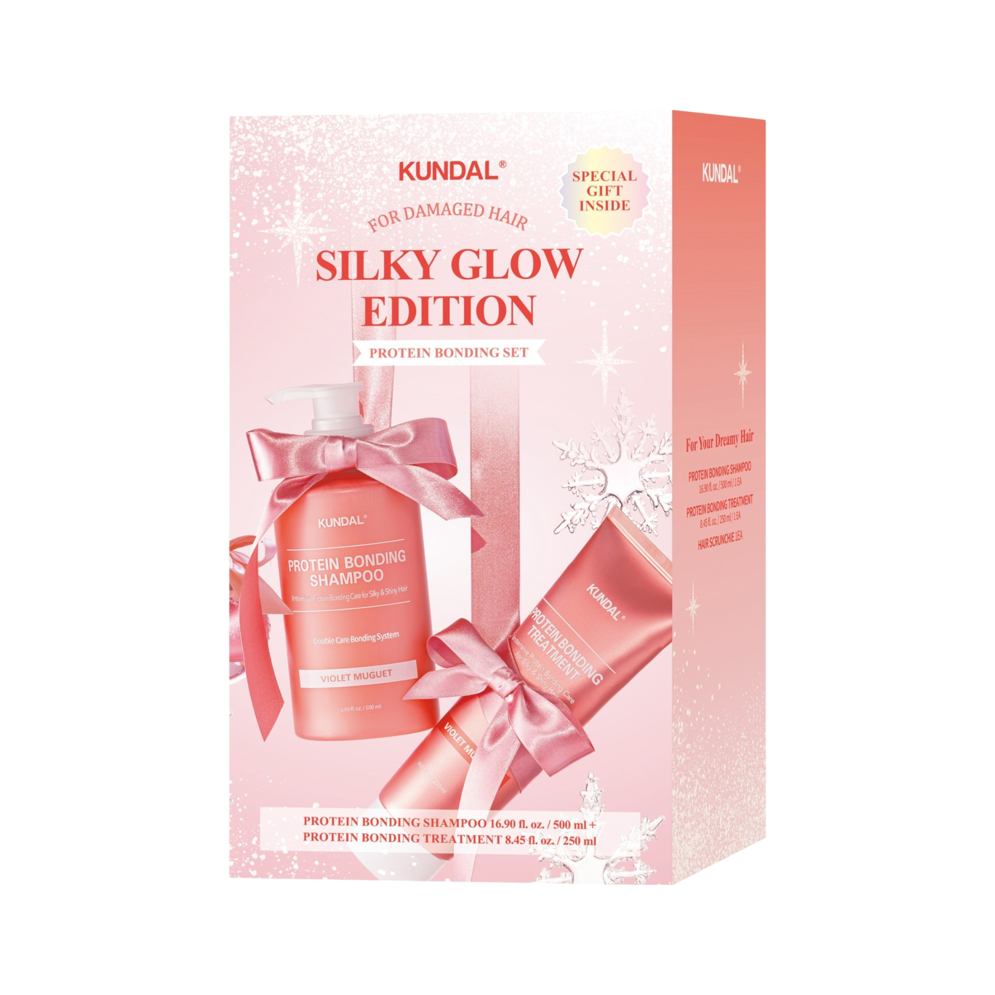KUNDAL SILKU GLOW EDITION Intensywnie regenerujący zestaw do pielęgnacji włosów Violet Muguet 2 x 500 ml