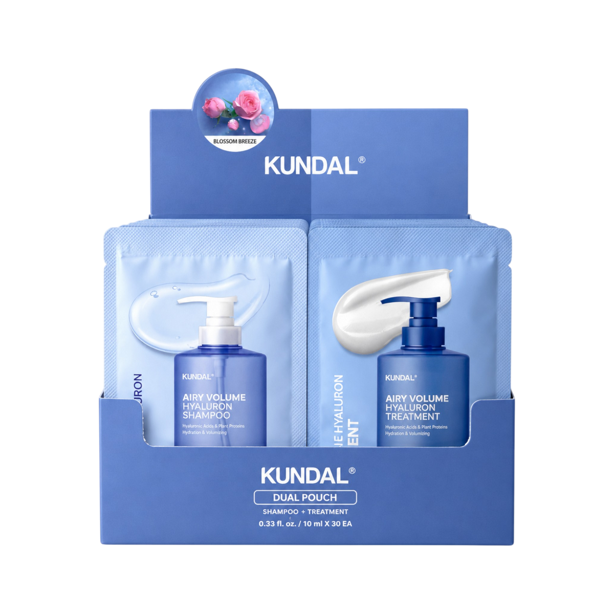 Kundal KUNDAL AIRY VOLUME Zestaw saszetek do pielęgnacji włosów zwiększający objętość Blossom Breeze 30 x 10 ml