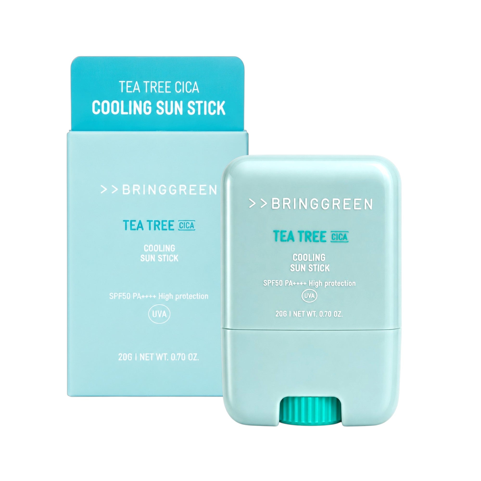 BRINGGREEN Tea Tree Cica Cooling Sun Stick SPF50 PA++++ – Chłodzący sztyft przeciwsłoneczny, 20 g