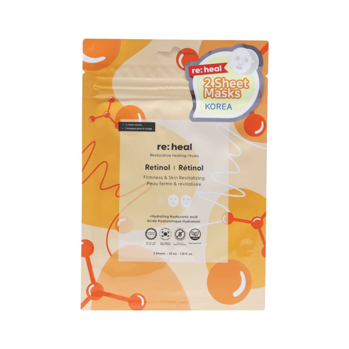 Re:Heal RE:HEAL RETINOL Maseczka w płachcie – ujędrnienie i rewitalizacja 35 ml (2 szt.) — Składniki i ocena