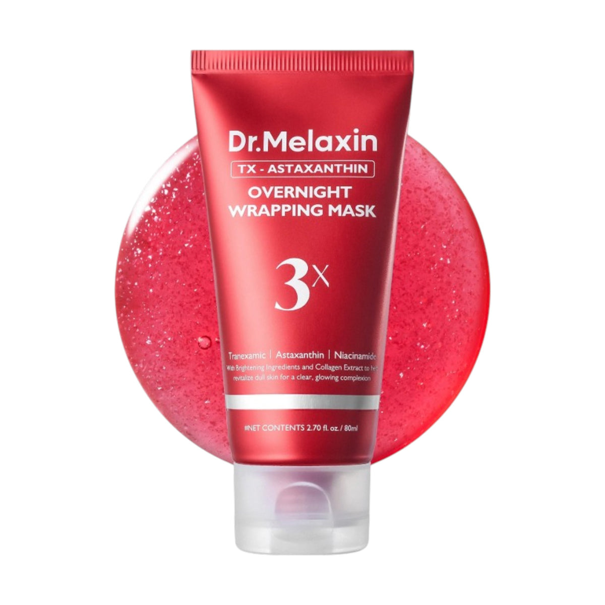 Dr. Melaxin DR.MELAXIN TX-ASTAXANTHIN OVERNIGHT WRAPPING MASK Rozświetlająca maska całonocna 80 ml — Składniki i ocena