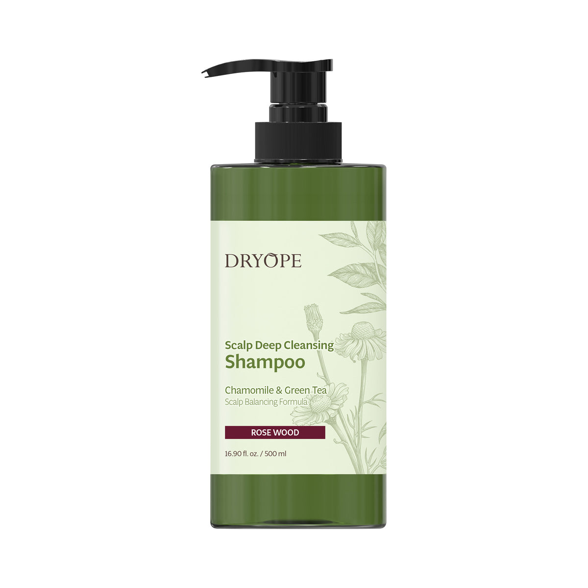 Dryope DRYOPE SCALP DEEP CLEANSING Wegański szampon do włosów o zapachu kwiatowo – drzewnym Rose Wood 500 ml — Składniki i ocena