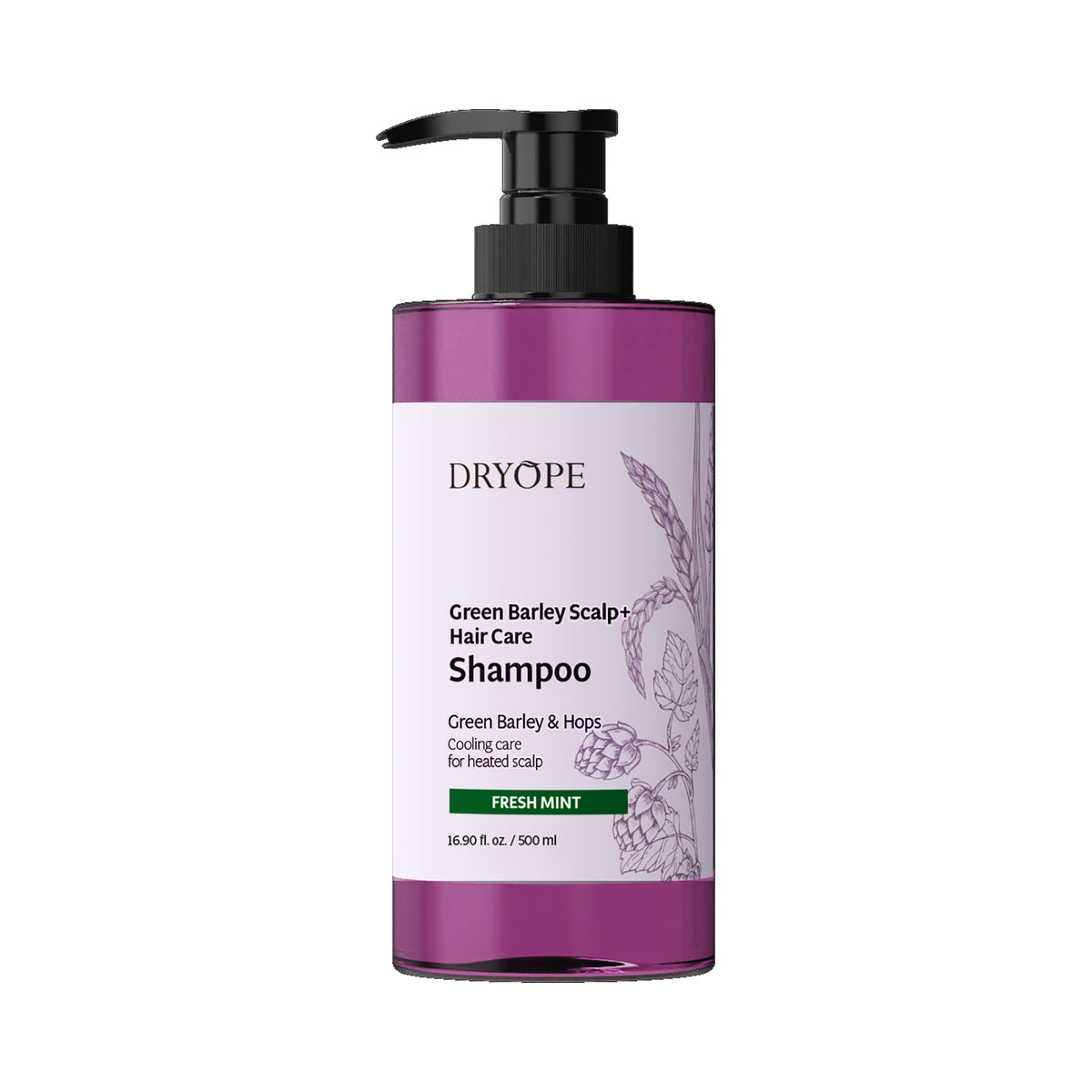 Dryope DRYOPE GREEN BARLEY SCALP Wegański szampon zapobiegający wypadaniu włosów Fresh Mint 500 ml — Składniki i ocena