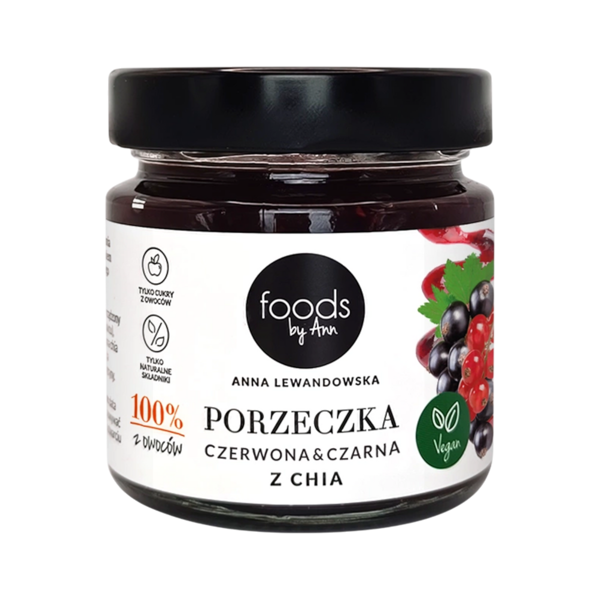 LEVANN FOODS BY ANN Dżem czarna & czerwona porzeczka z chia 200 g