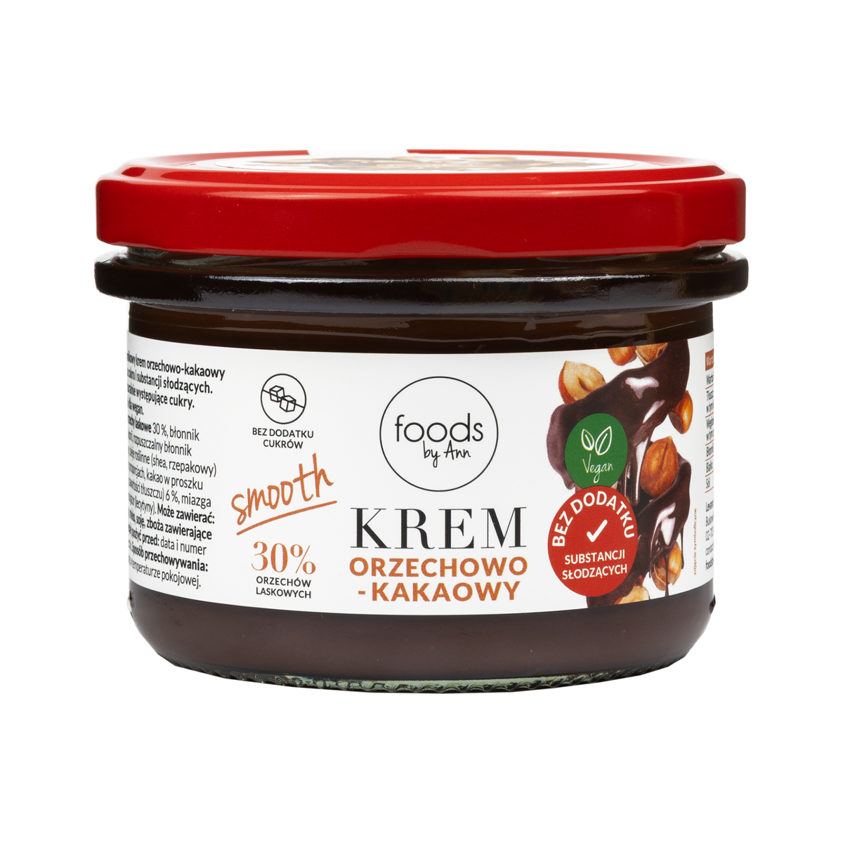 LEVANN FOODS BY ANN Krem orzechowo-kakaowy smooth 30% - bez maltitolu 200 g