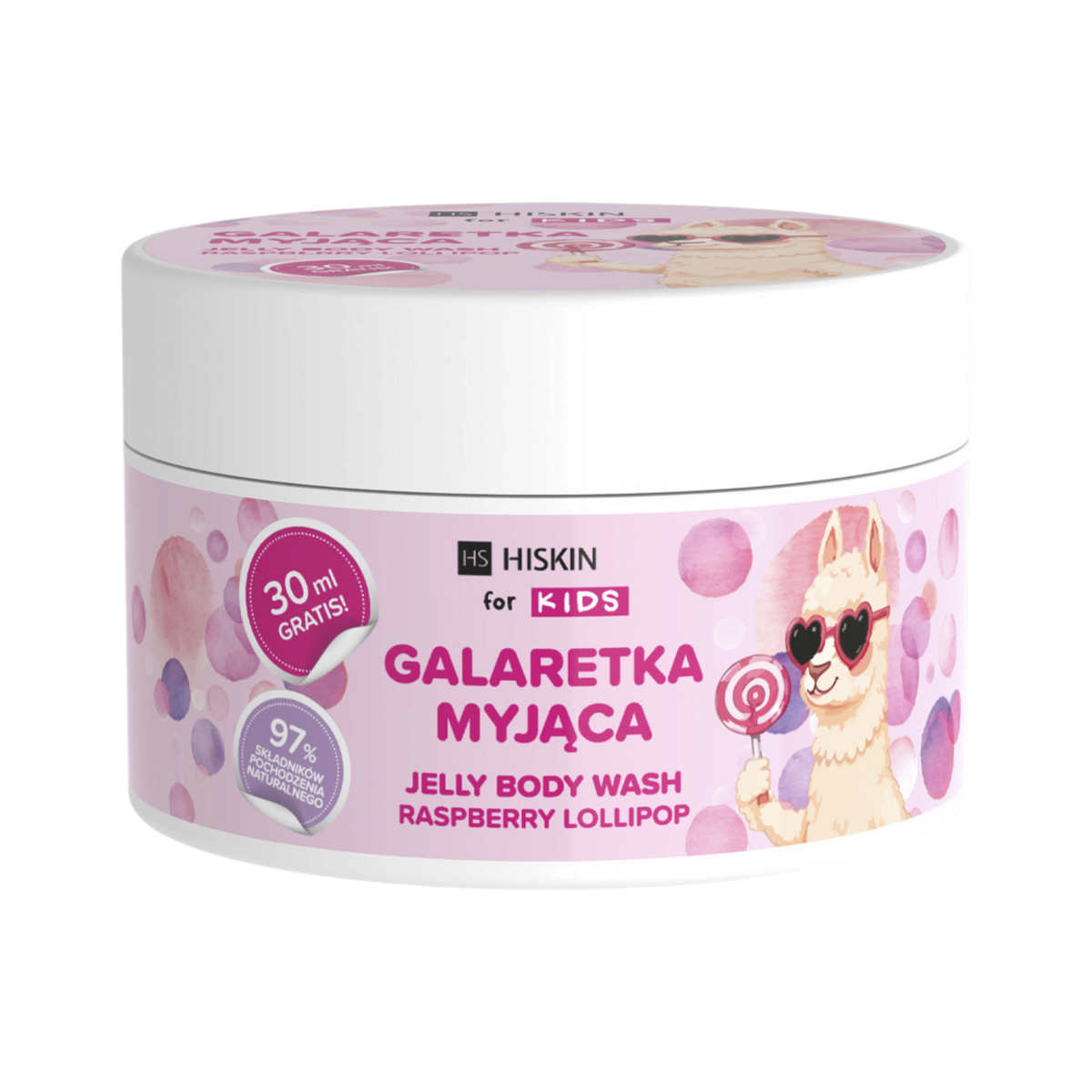 HISKIN FOR KIDS Galaretka myjąca, Raspberry Lollipop 180 ml