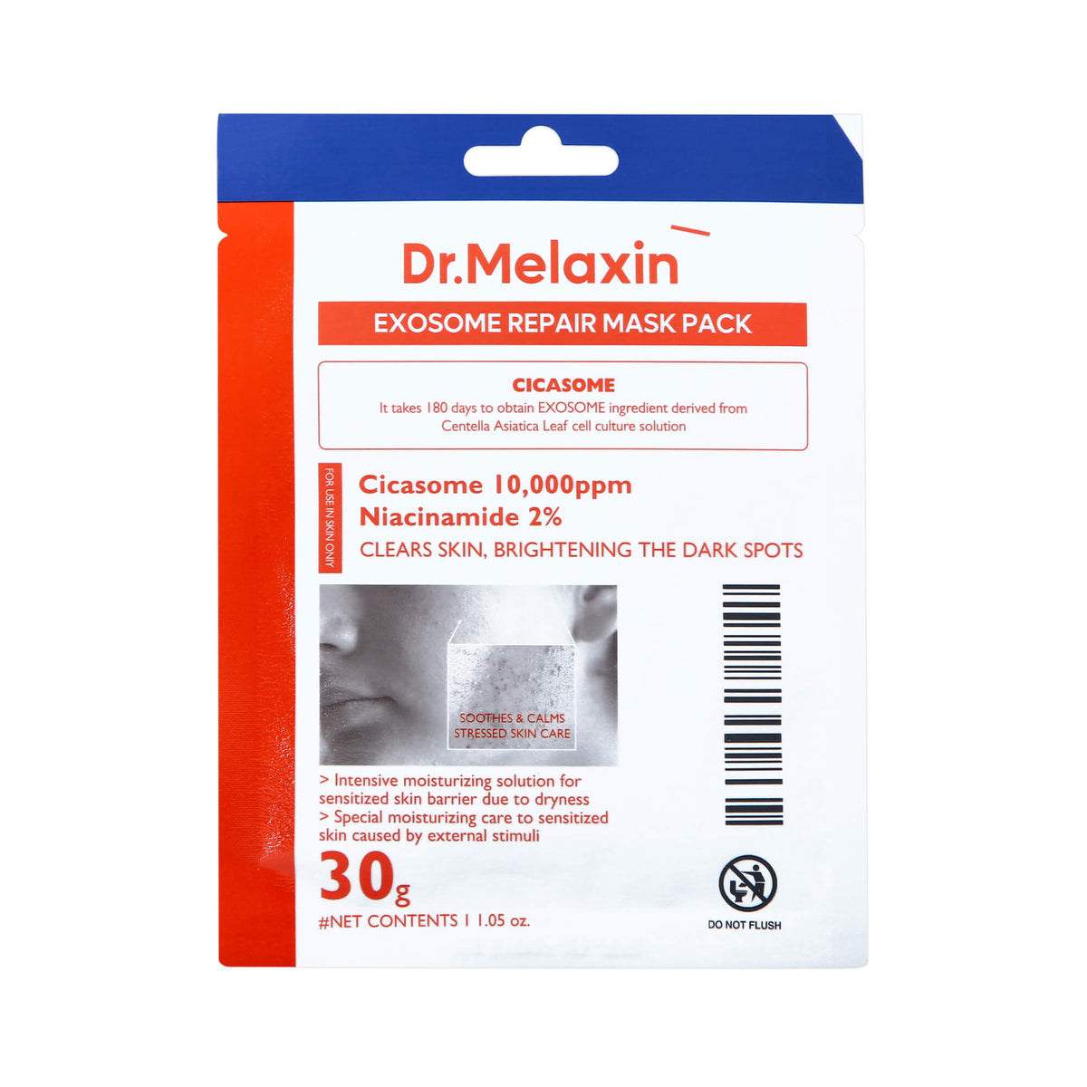 Dr. Melaxin DR.MELAXIN EXOSOME REPAIR MASK PACK Regenerująca maseczka w płachcie z egzosomami dla skóry trądzikowej 30 g — Składniki i ocena