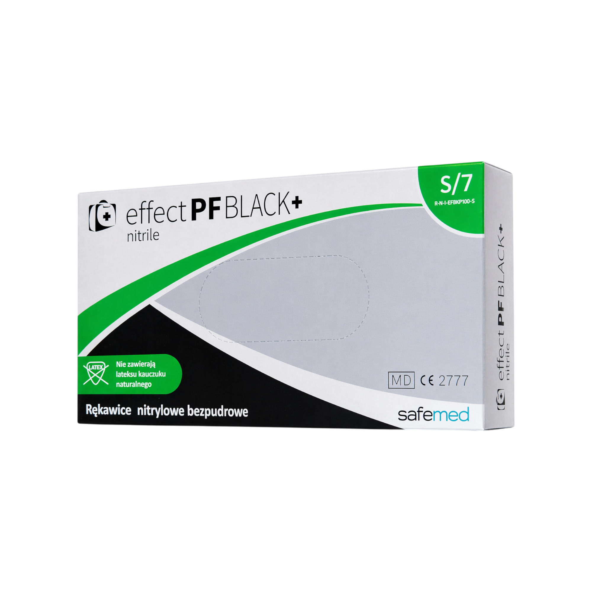 SAFEMED EFFECT PF Rękawiczki jednorazowe nitrylowe bezpudrowe Black + S 100 szt.