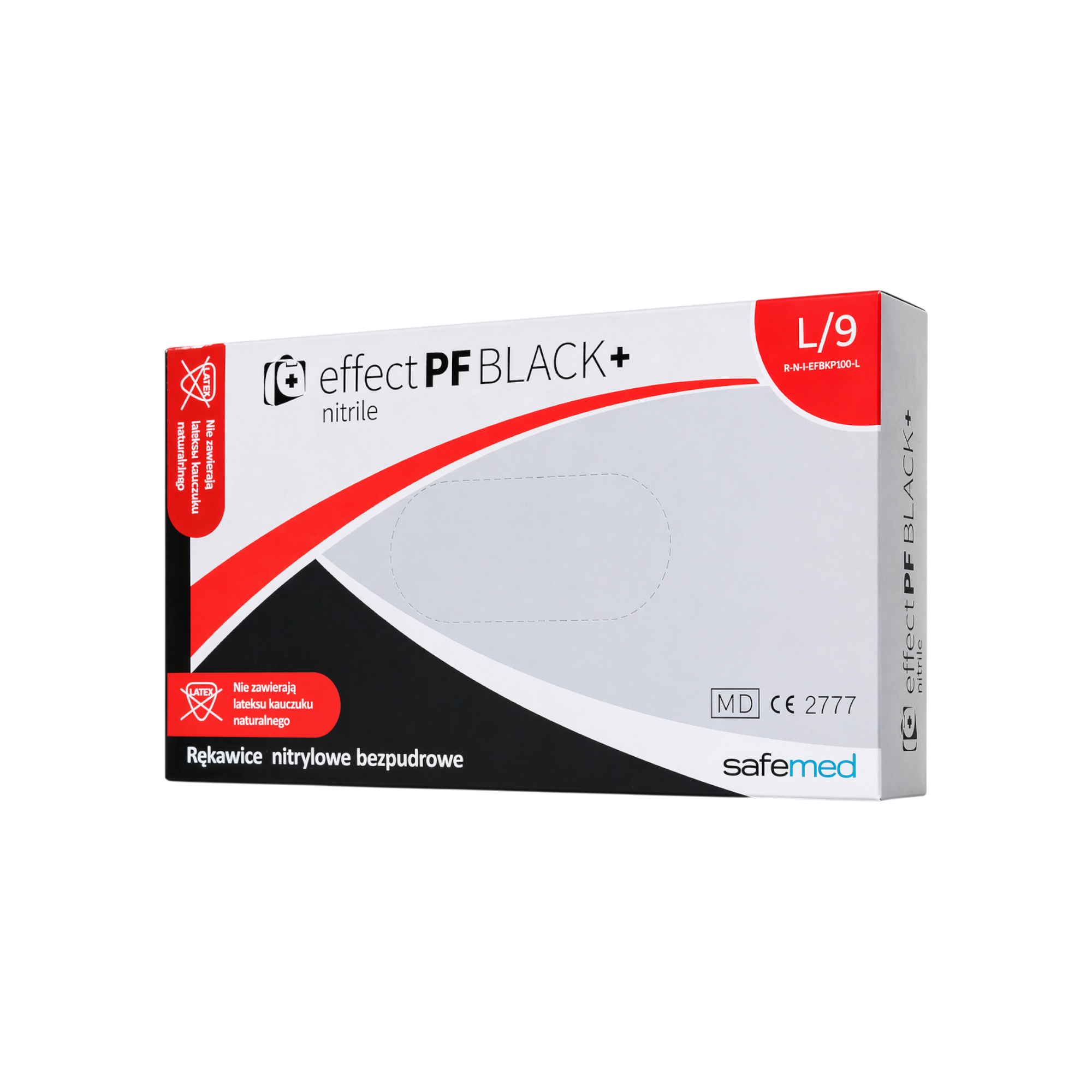 SAFEMED EFFECT PF Rękawiczki jednorazowe nitrylowe bezpudrowe Black + L 100 szt.