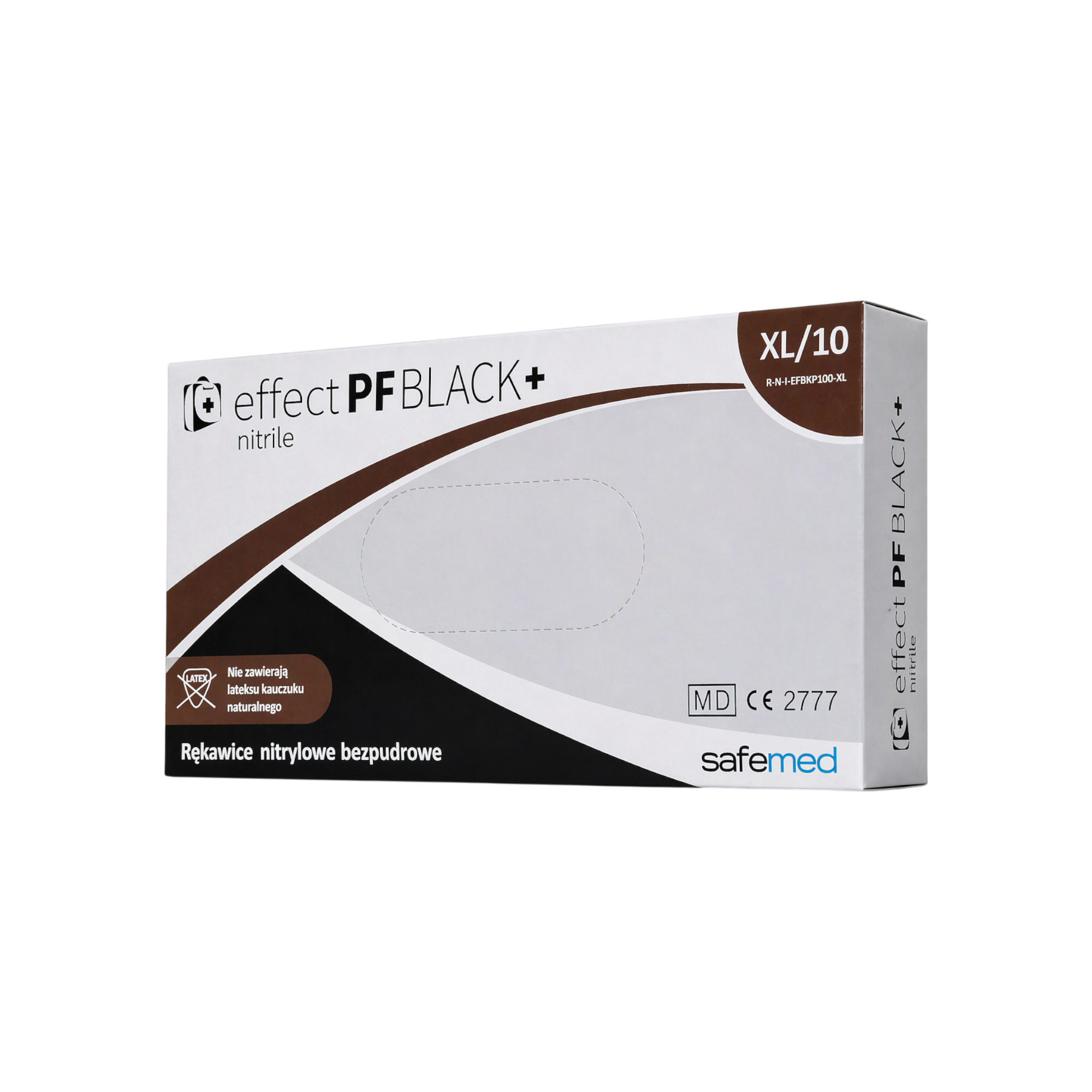 SAFEMED EFFECT PF Rękawiczki jednorazowe nitrylowe bezpudrowe Black + XL 100 szt.