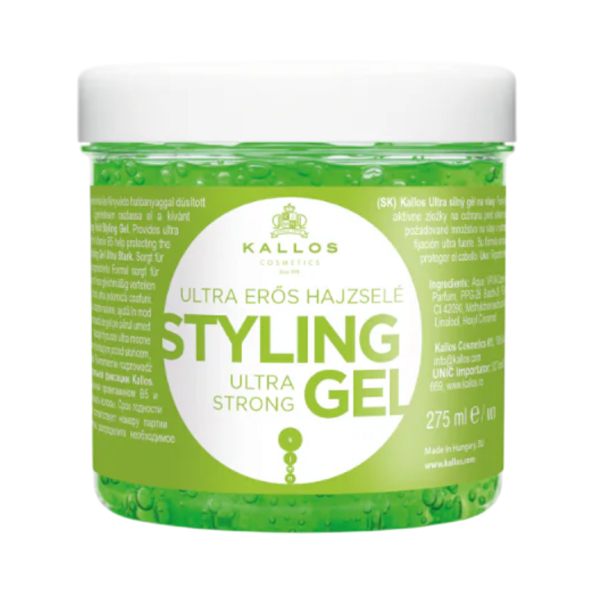 Kallos KALLOS EROS ULTRA STRONG HOLD Żel do stylizacji włosów ultra strong 275 ml — Składniki i ocena