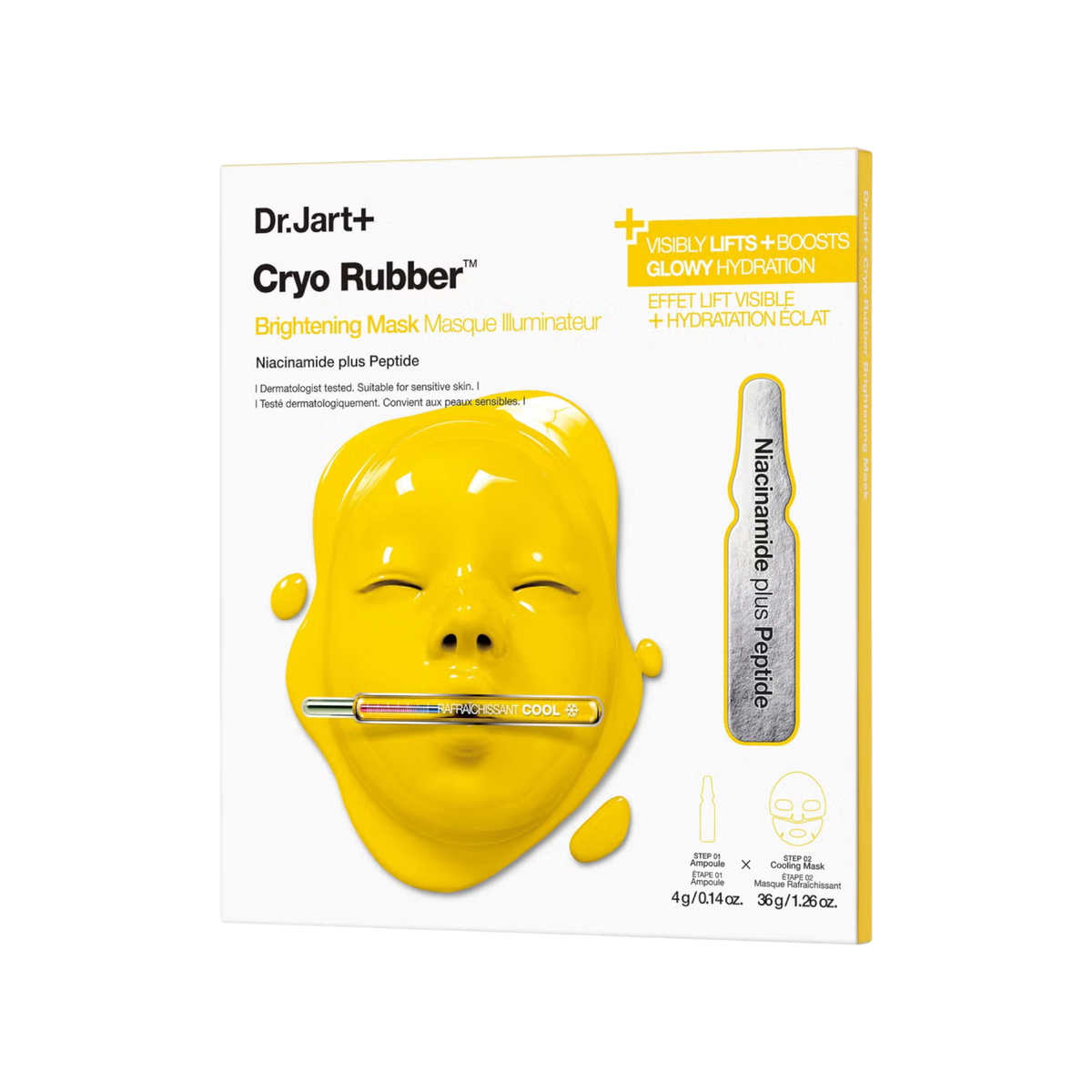 DR. JART+ CRYO RUBBER BRIGHTENING HYDROGEL MASK Rozświetlająca maska hydrożelowa z niacynamidem 4 g + 40 g