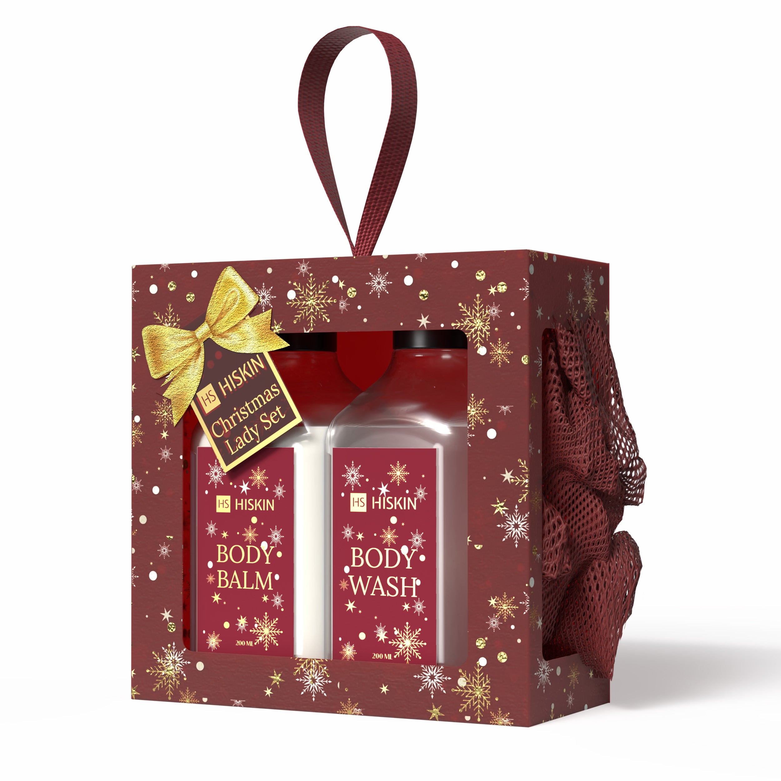 HISKIN CHRISTMAS LADY SET BURGUNDY Zestaw prezentowy kosmetyków świątecznych