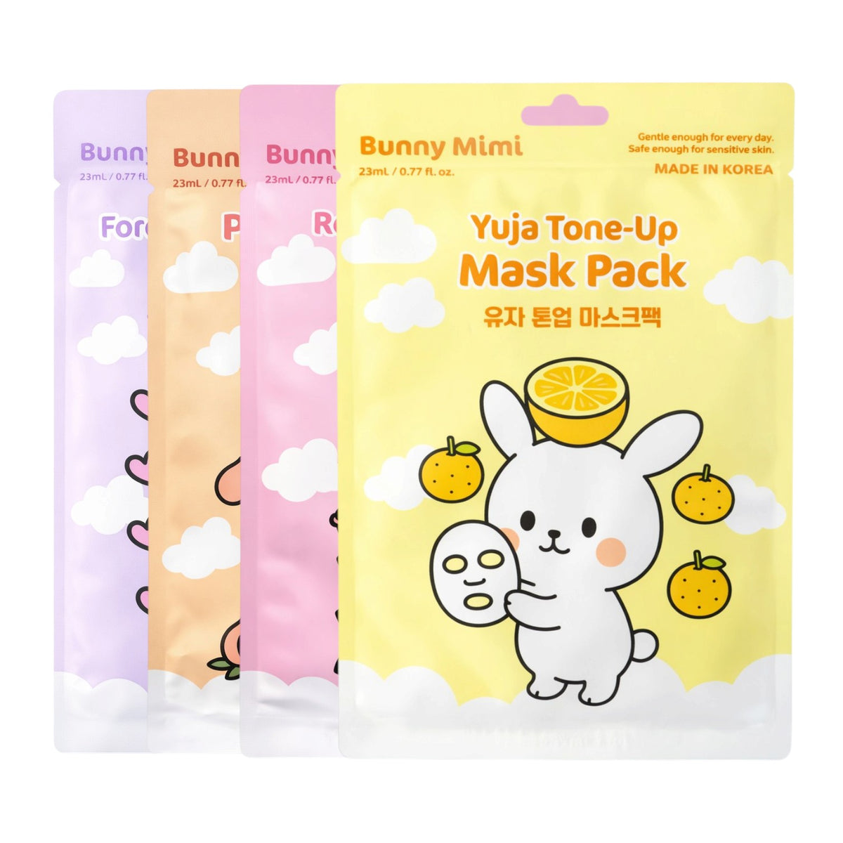 BUNNY MIMI Zestaw maseczek do twarzy, 4 x 23 ml