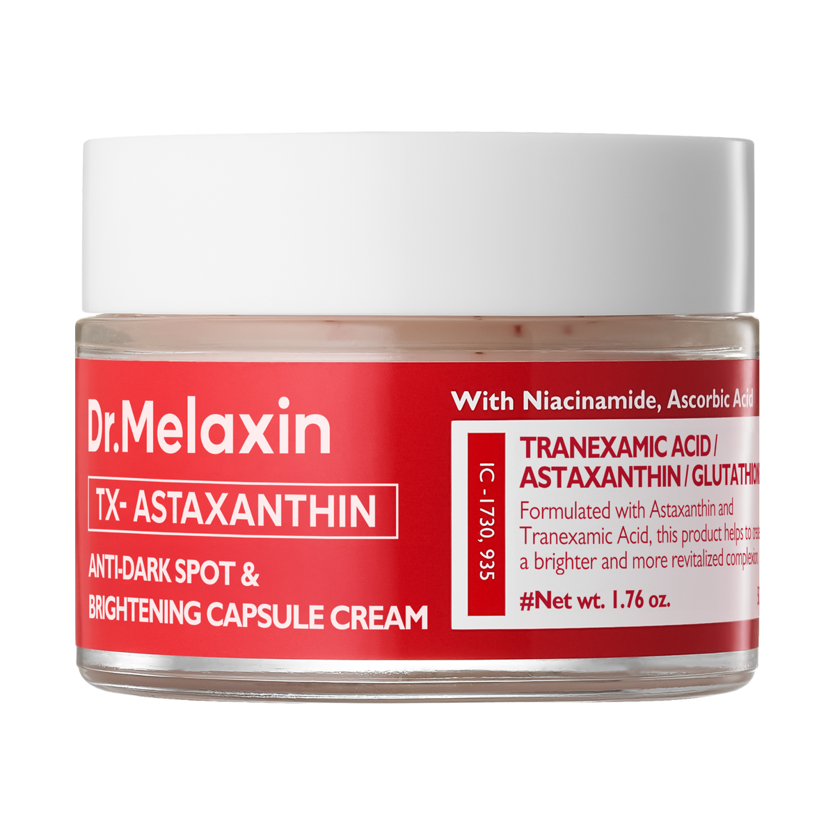 Dr. Melaxin DR.MELAXIN TX-ASTAXANTHIN Anti-Dark Spot & Brightening Capsule Cream - Rozjaśniający krem z astaksantyną 50 g — Składniki i ocena